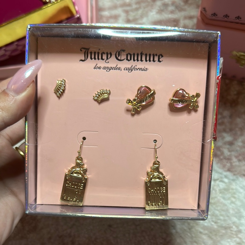 Juicy Couture Gold and Pink Earring Set
